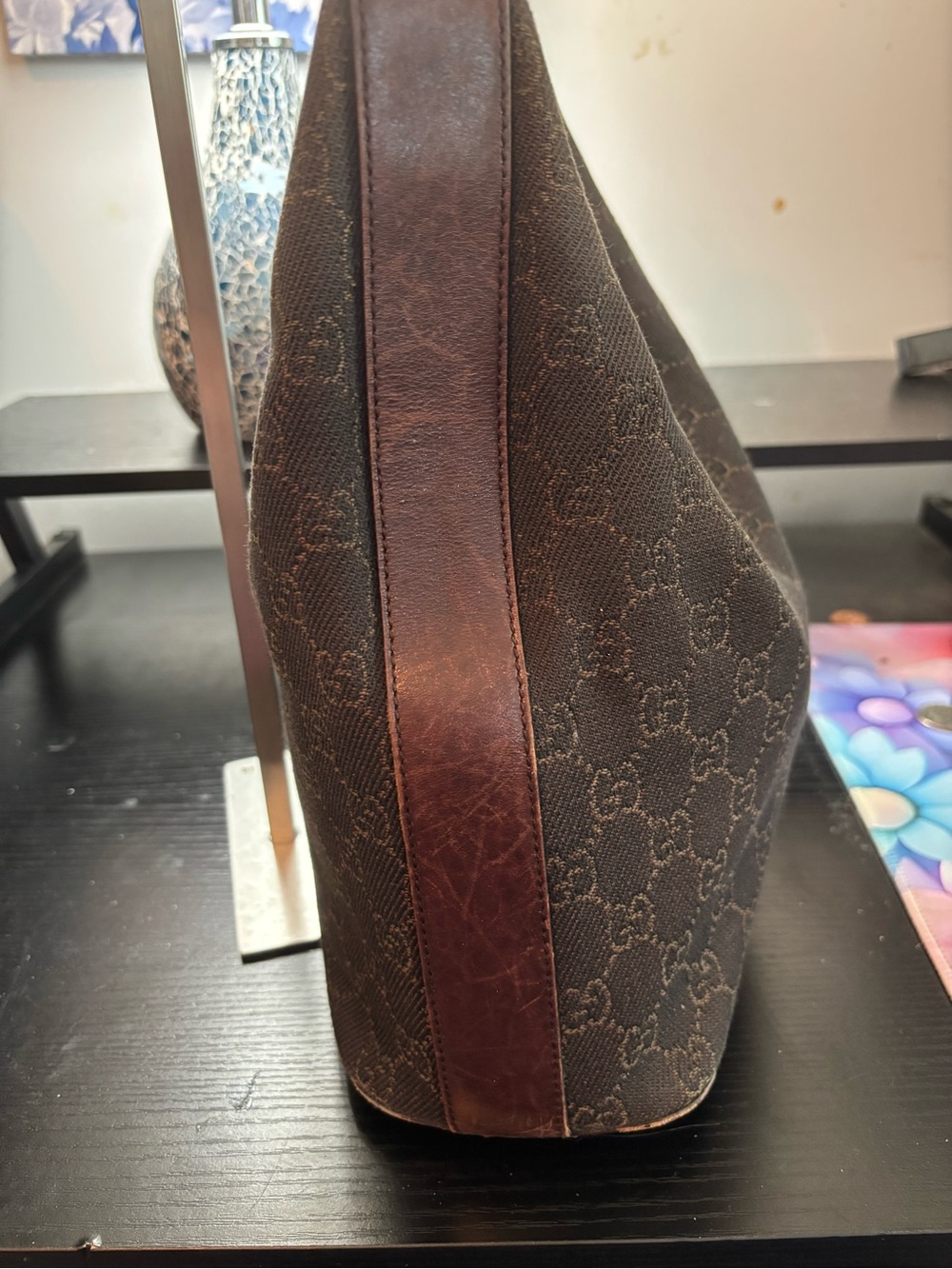 Vintage Gucci Dark Brown GG Monogram Canvas Hobo Bag - Tom Ford Era - Picture 5 of 16